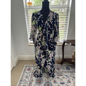 Meaneor Open Front L Floral Sheer Tulle Fairycore Whimsical Multicolor Robe